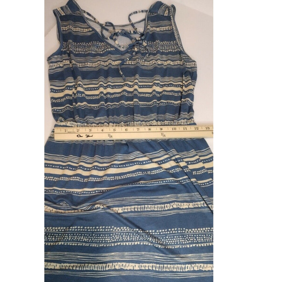 Ann Taylor Loft Petite Tie-Back Striped Tank Dress XXSP Blue Cream - Picture 4 of 8